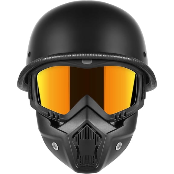 Masked motorcycle half-helmet, German-style adult male and female motorcycle helmets, retro half-shell helmets suitable for lightweight motorcycle cruisers: "Ultimate Comfort and Safety（XL)）