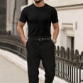 thumbnail image 2 of Breeze Shirts for Men Beer Belly Short Sleeve Textured Work Shirts Crew Neck Tretchy Quick Dry Soft Top, M, 2 of 7