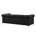 thumbnail image 5 of Oxford PU Leather Button Tufted with Gold Nailhead Trim Gold Metal Y-leg Sofa, Black, 5 of 5