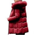 thumbnail image 6 of Lenago Winter Clothing for Women Casual Colored Long-Sleeved Hooded Jacket Lightweight Puffer Jacket(Red XL), 6 of 8
