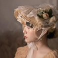 thumbnail image 5 of Handmade SunHat Lace Decorated Bonnet Tea Party for Girls Women Court Miss Flat Hat SunHat Bonnet Wedding Hat, 5 of 5