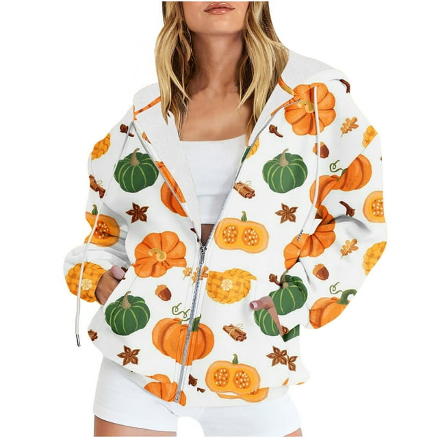 Chandails à Capuche Zippés pour Femmes Rabais de 50 % en Liquidation Blouse Imprimée Mode Hauts à Manches Longues Chandail Poches à Capuche