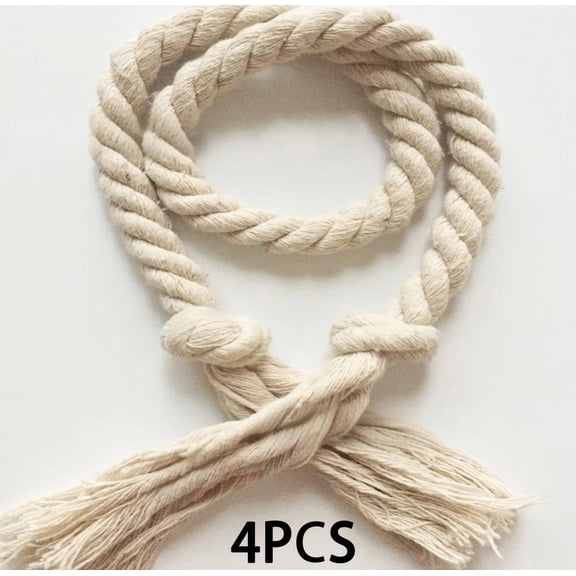 TUWAFE 2026 New Curtain Tiebacks,Natural Cotton Linen Curtain Ties,Stylish Handwoven Curtain Holders,Decorative Curtain Holders for Wall,Off White