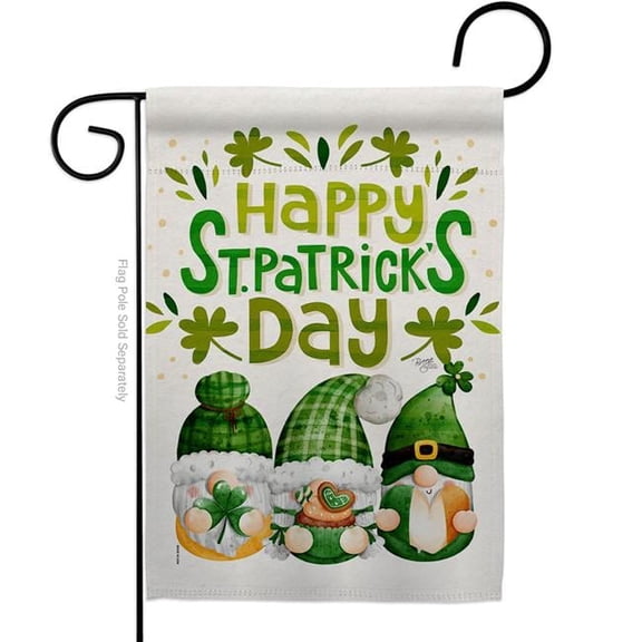 Breeze Decor G120051-BO St Patty Trop Gnome Springtime Patrick Double-Sided Decorative Garden Flag, Multi Color
