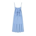 thumbnail image 6 of Nmnitkp Summer Dresses for Women Sleeveless Spaghetti Strap Backless Tiered Maxi Dress, Casual Summer Beach Vacation Dress with Back Bow, Waist Tie & Flowy Ruffle Hem Dress Blue,M, 6 of 9