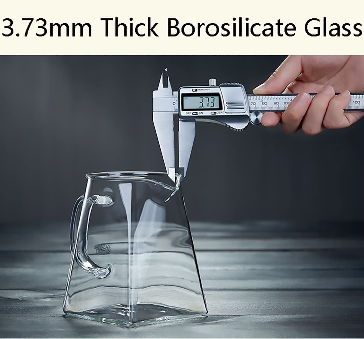 Glass Pitcher with Handle, Milk and Cream Pitcher Cup Jug, Heat Resistant Borosilicate Glass Creamer for Coffee Tea or Maple Syrup Serving, Stovetop & Microwave Safe (32oz/ 950ML)