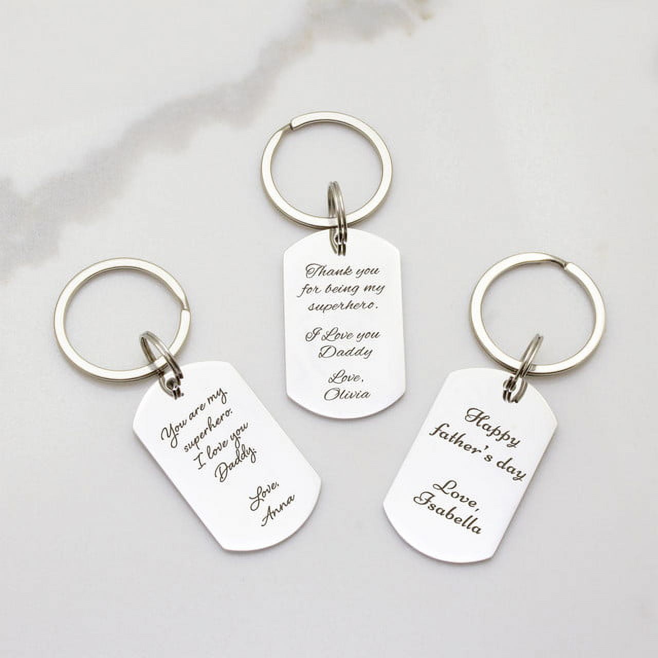Anavia Personalized Actual Handwriting Dog Tag - Engraved Father's Day Dog Tag - Gift for Dad - Customized Hand Writing Message for Dad - Custom Personalized Keychain