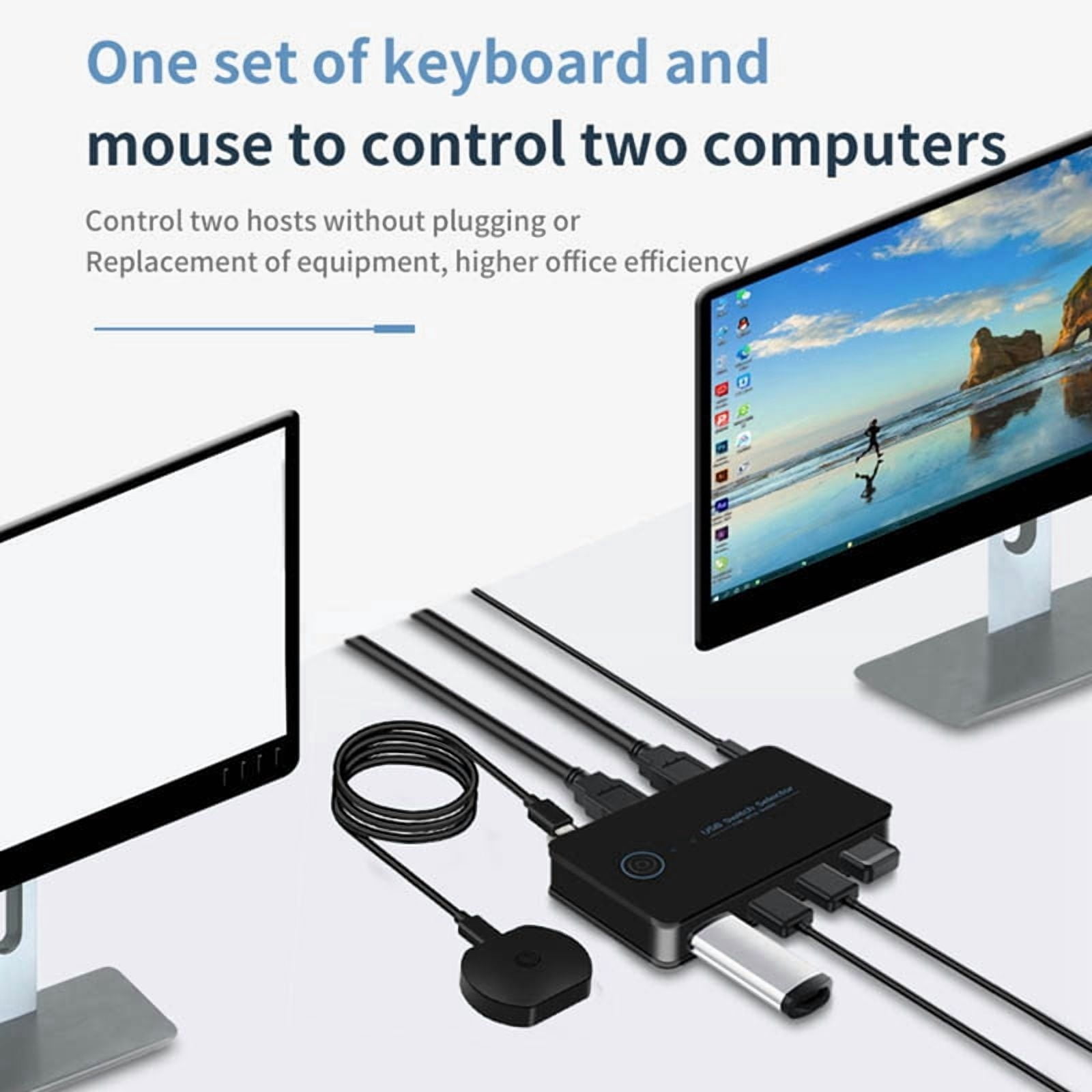 USB KVM Switch USB Shared Switcher 2 in 4 Out for Laptop PC Keyboard Mouse Printer USB Switch Hub Adapter USB 3.0