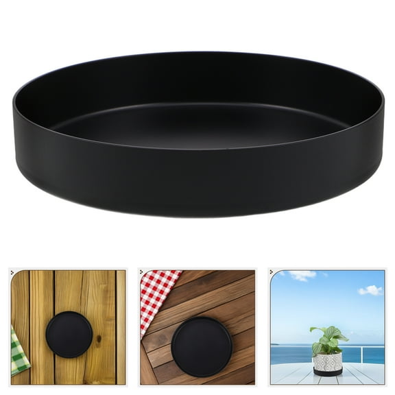 MEIBUTYUP Large Stainless Steel Plant Drip Tray for Indoor and Outdoor Garden Use, Black, 16.5 x 16.5 x 2.8 Inches