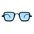 thumbnail image 1 of Mens Retro Rectangle Color Lens Hippie Plastic Sunglasses Black Blue, 1 of 4
