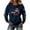 Navy#1035FF, variant on AHMOMEI Women's 250th Anniversary Print Shirt America 1776-2026 250th Anniversary Long Sleeve Waffle Knit 4th of July Women's Sweatshirts