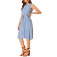 thumbnail image 4 of INSPIRE CHIC Women's Sleeveless Solid Button Front Drawstring Dress, 4 of 6