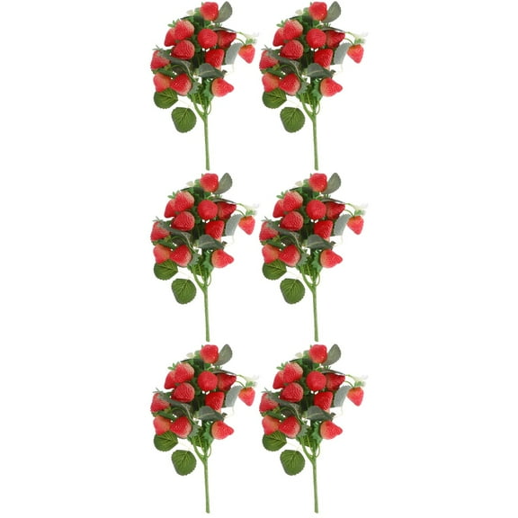6pcs Plastic Strawberry Picks 10.6in Long Stem Artificial Fruit Branches for Flower Arrangement Table Centerpiece Home Decor