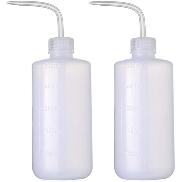 Botella de lavado para tatuajes, 2 piezas de 500 ml, herramientas de riego para botellas de lavado de tatuajes de seguridad, botella exprimible de plástico económica para suministros de