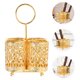 thumbnail image 2 of Soporte para palillos de hierro, jaula para palillos con escurridor para utensilios de cocina, con 4 divisores, organizador de cubiertos, soporte para espátula para el hogar, dorado, 2 of 8
