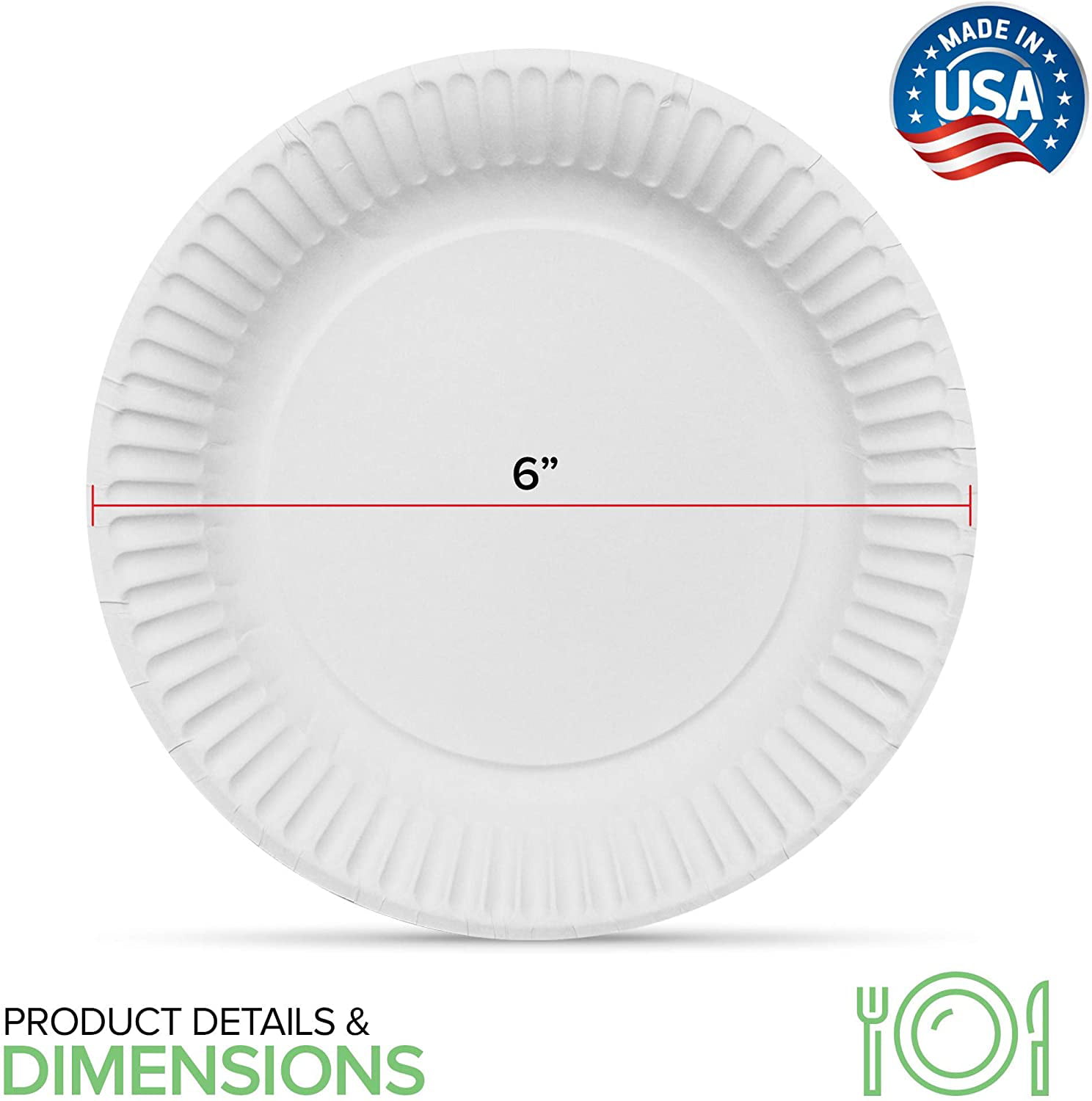 Stock Your Home 6-Inch Paper Plates Uncoated, Everyday Disposable Dessert Plates  6 Paper Plate Bulk, White, 500 Count 