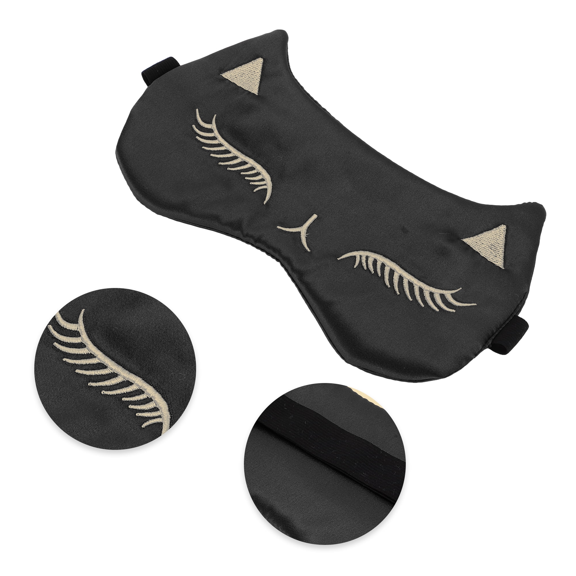 Unique Bargains Cartoon Cat Style Sleep Mask Eye Shade Cover Black