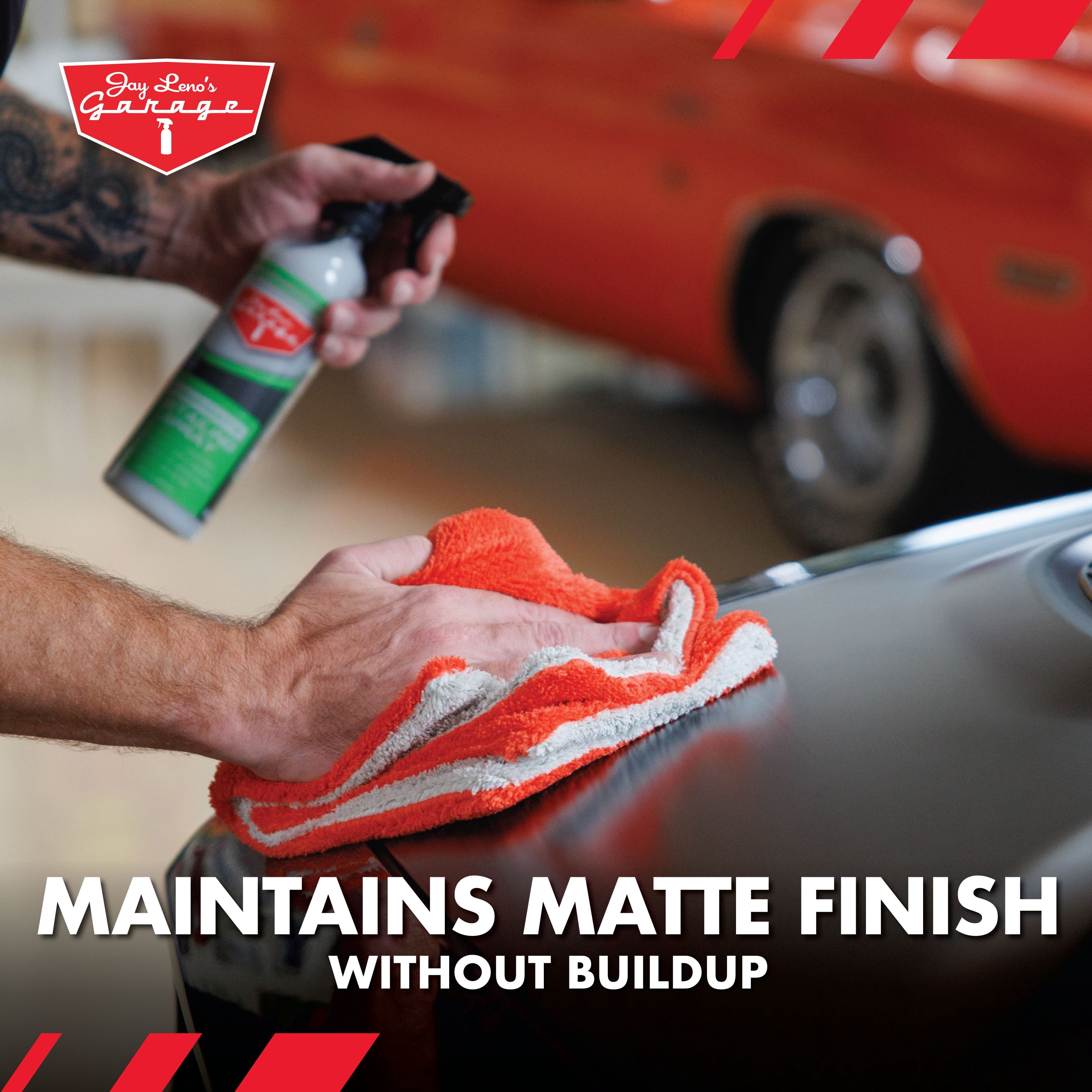 Jay Leno's Garage Matte + Wrap Detailing Spray (16 oz) – Safe Cleaner for Matte, Satin, Vinyl Wrap, PPF & Clear Bra, Streak-Free, Non-Gloss Finish Protection