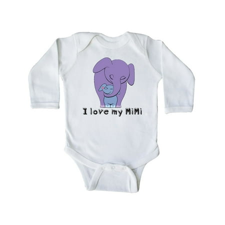 

Inktastic I Love my MiMi Elephant Purple Blue Gift Baby Boy Long Sleeve Bodysuit