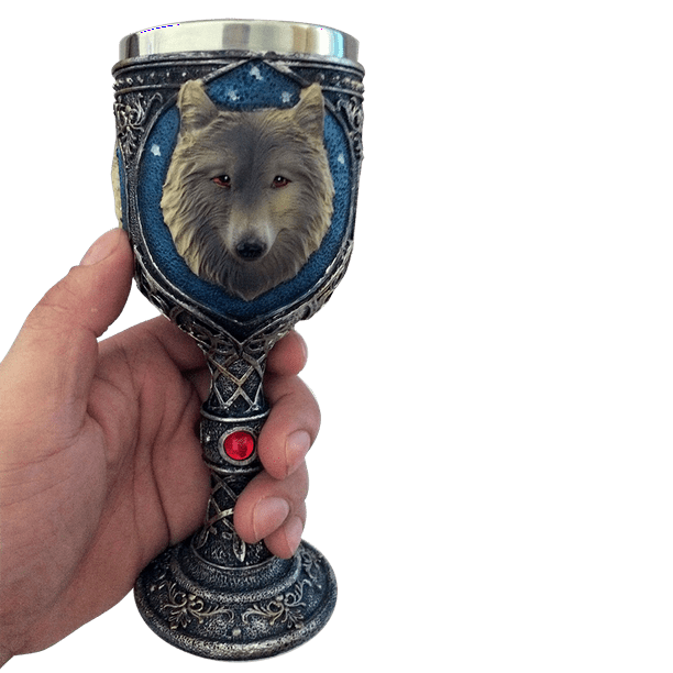 freestylehome 3D Totem Wolf Head Goblet Drinking Cup Red Crystal Resin