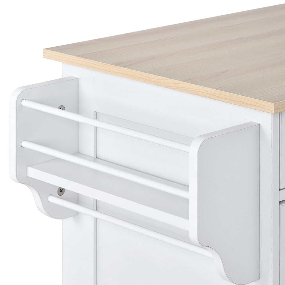 Kadyn Kitchen Island Cart, Kitchen Cart with Two Storage Cabinets and Four Locking Wheels, Kitchen Cart Cabinet with Wine Rack and Two Drawers, White Kadyn Kitchen Island Cart, Kitchen Cart with Two Storage Cabinets and Four Locking Wheels, Kitchen Cart Cabinet with Wine Rack and Two Drawers, White