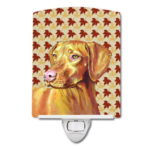 Caroline's Treasures LH9100CNL Vizsla Fall Leaves Portrait Ceramic Night Light, 6x4x3", multicolor