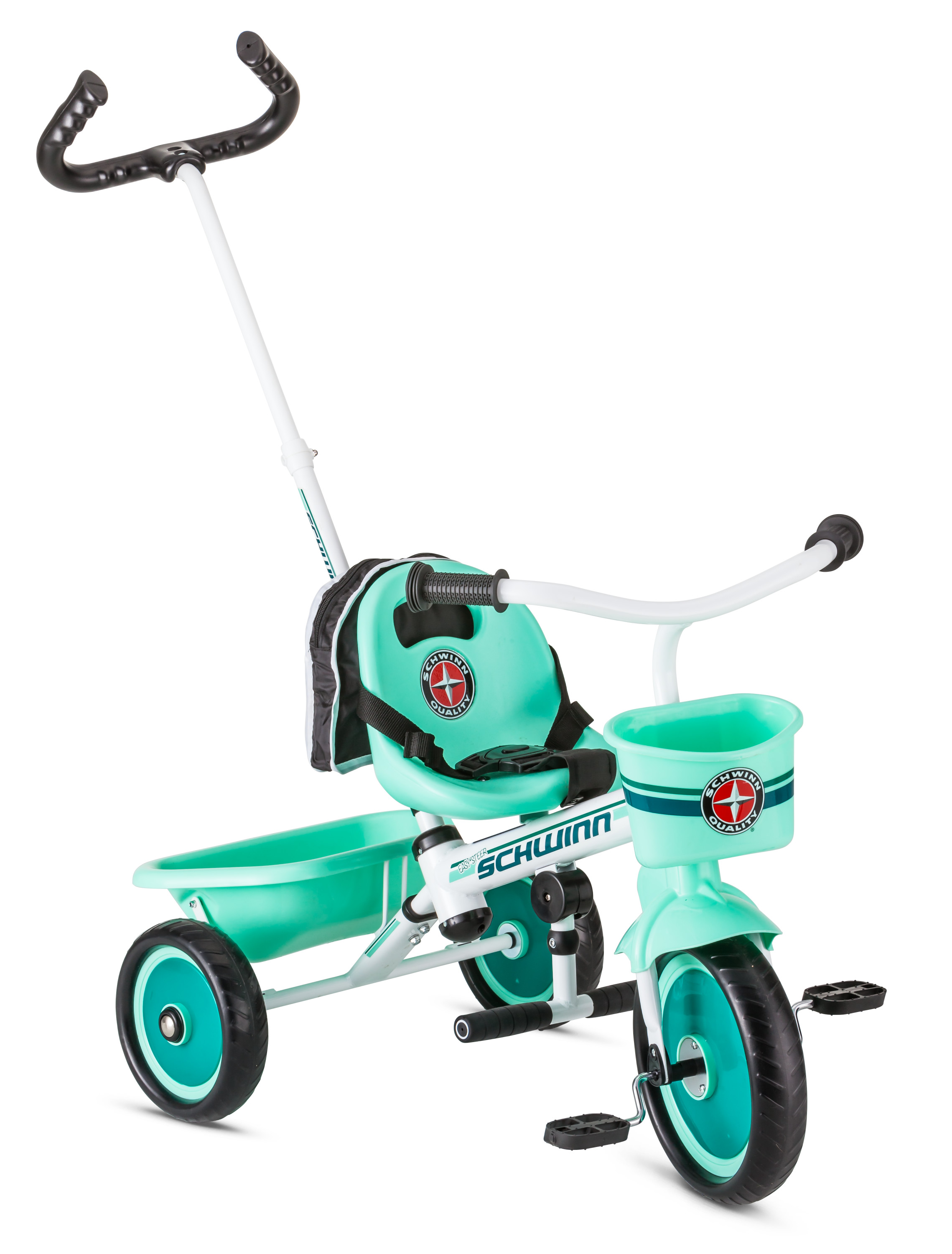 Schwinn Easy-Steer Tricycle with Push/Steer Handle, ages 2 - 4, teal, toddler bike - image 3 of 9