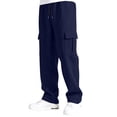 thumbnail image 2 of Resicozy Casual Cargo Pants Men Elastic Waist Sweatpants Loose Fit Lightweight Pants with Pockets Outdoor Hiking Athletic Joggers Navy S, 2 of 8