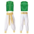 thumbnail image 6 of iiniim Men's Adult Arabian Prince Costume Halloween Persian Ara Genius Cosplay Vest Harem Pants Outfit Green&White XXL, 6 of 7