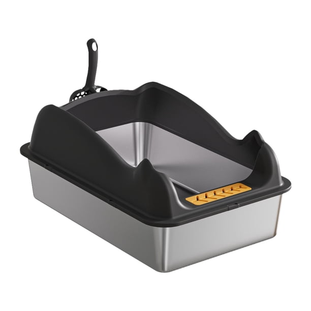 Caja de arena abierta, orinal para gatito, inodoro de entrada baja, bandeja de arena para gatos antisalpicaduras, bandeja de arena para gatos, caja de Negro