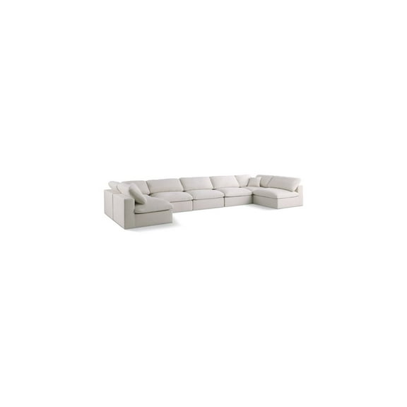 Meridian Furniture Plush Cream Velvet Standard Modular Sectional