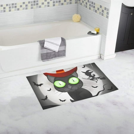 Rylablue Halloween Black Cat Doormat Non Slip Bathroom Floor Mats