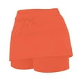thumbnail image 6 of MIXUE Womens Skirts Solid Color Mid Waist Drawstring Pocket Casual Sports Two Piece Set Skirt Sportwear,Orange,S, 6 of 6