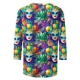 thumbnail image 4 of Xuyuer Carnival Style Print T-Shirt - Women's Fashion Loose Round Neck 3/4 Sleeve Top for Daily Wear, Festival Themed Outfits, Playful Seasonal Style & Streetwear Statement Piece, 4 of 5
