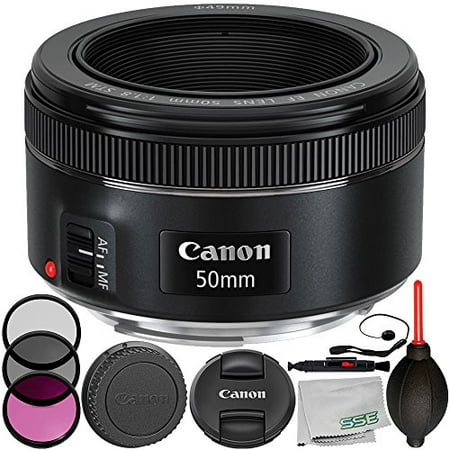 Canon EF 50mm f/1.8 STM Lens 8PC Accessory Bundle – Includes Manufacturer Accessories + 3PC Filter Kit (UV + CPL + FLD) + Lens Cap Keeper + MORE – International Version (No