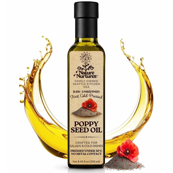 Poppy Seed Oil for Cooking | Raw First Cold Pressed | Single Press Below 30C | Unrefined | Made in USA