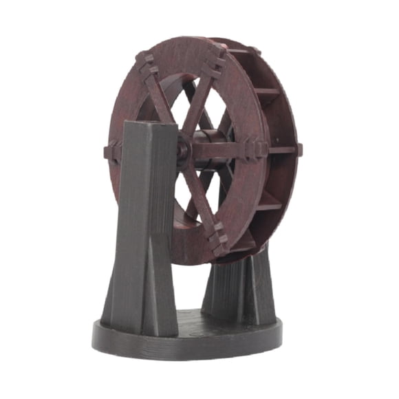 Modelo de rueda hidráulica simulada, accesorio fotográfico en miniatura elegante para paisajismo acuático. Marrón diámetro 10 cm