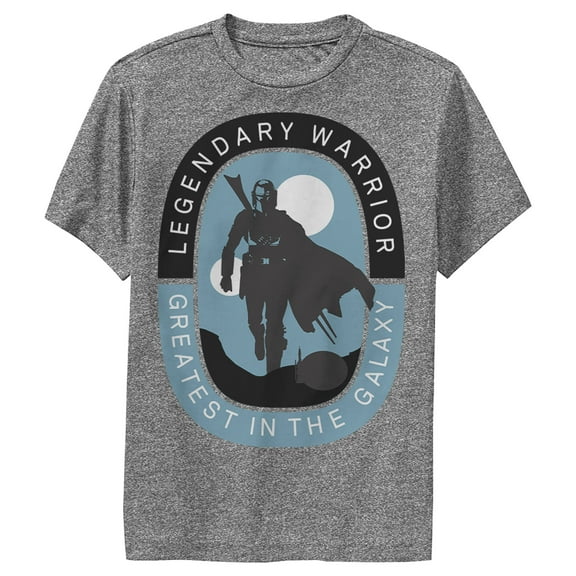 Boy's Star Wars: The Mandalorian Legendary Warrior Performance Graphic Tee Charcoal Heather Large