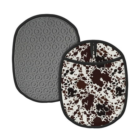 

Lukts Cow Skin Print Silicone Pot Mat Mitten With Hanging Loop Heat Resistant Oven Mitts Non-Slip Bbq Baking Smoking Potholders