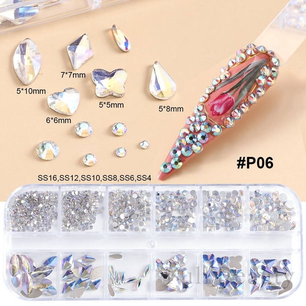 Perlas blancas para uñas, abalorios de Caviar para decoración de uñas, diseño de media forma, cristales 3D, pedrería, accesorios de manicura LA2070