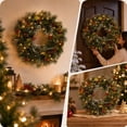 thumbnail image 4 of Kuokaa Lighted Snowy Pinecone Christmas Wreath, 17.72 x 17.72 in Green PVC Pine Needle Wreath with Red Berries, Holiday Front Door Wall Window Fireplace Decor, 4 of 7