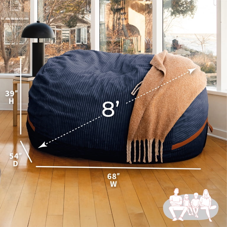Big Joe Fuf 8Ft Giant Foam Bean Bag Chair, Oversized Couch with