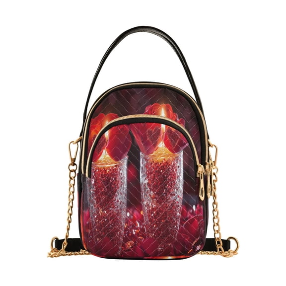 YAZAOO Cross Body Fashion Shoulder Waist Purse Bags Candles and Roses with Hearts Pocket Handbags