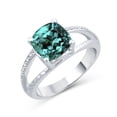 thumbnail image 2 of Sterling Silver with Paraiba Tourmaline and Natural White Topaz Split-Shank Cocktail Ring, 2 of 2