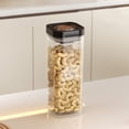 thumbnail image 2 of Contenedor hermético de 2300 ml para almacenar alimentos, recipiente sellado con tapa a presión para harina, granos y arroz, organizador de cocina de acrílico con tapa de imitación madera, tarro de, 2 of 9