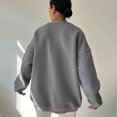 thumbnail image 7 of Lovskoo 2024 Sweatshirts for Women Fall Winter Fleece Thick Warm Striped Long Sleeved Round Neck Loose Short Casual Pullover Round Neck Sweater Gray, 7 of 7