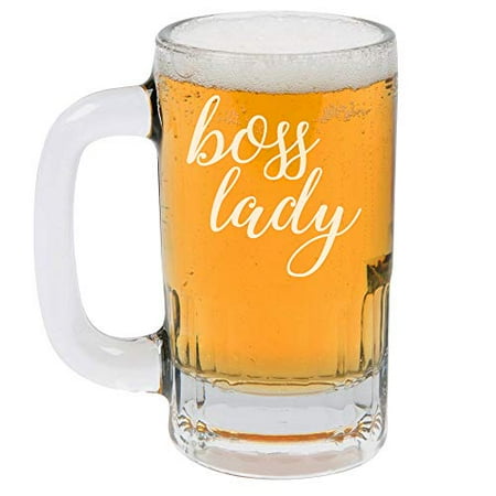 

12oz Beer Mug Stein Glass Boss Lady