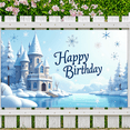 thumbnail image 7 of LUUFILx Birthday Winter Wonderland Backdrop Decoration Background for Happy Celebration Party Supplies Castle Snowflakes Festive Event Decors Photography Props, 7 of 7