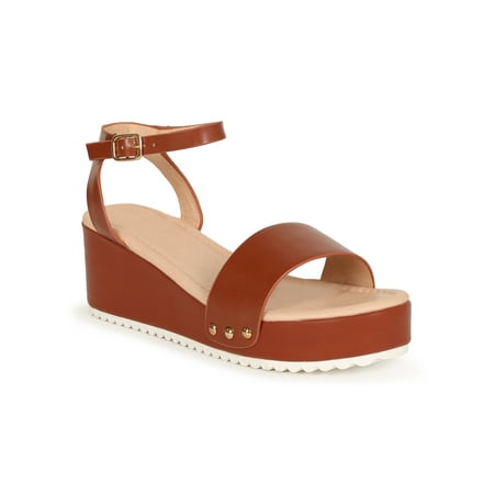 Image of Chase and Chloe Platform Two Piece Wedge Sandal 20183