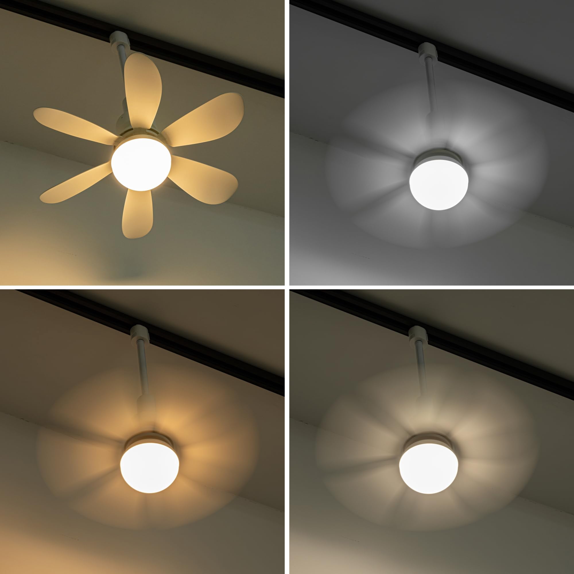 KAYYELAMP 19.2 Inches Height J-Type Track Lighting with Fan Remote Control Dimmable Adjusted Wind Power Modern Design for Living Room Bedroom Kitchen Home